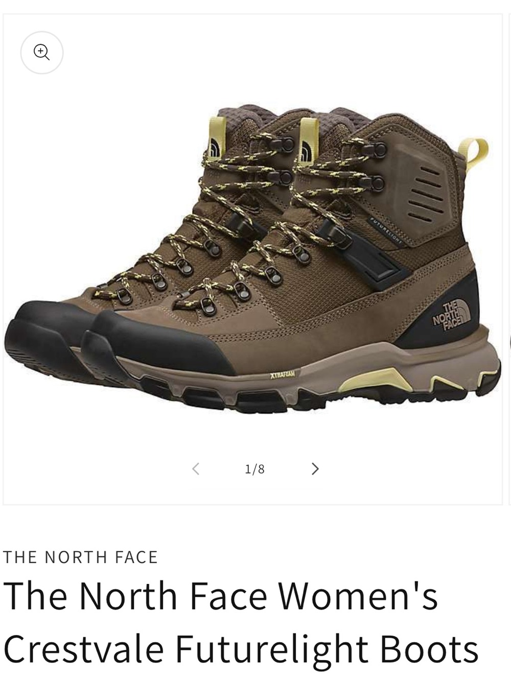 The North Face Brown and Yellow Women's Crestvale Futurelight Hiking Boots